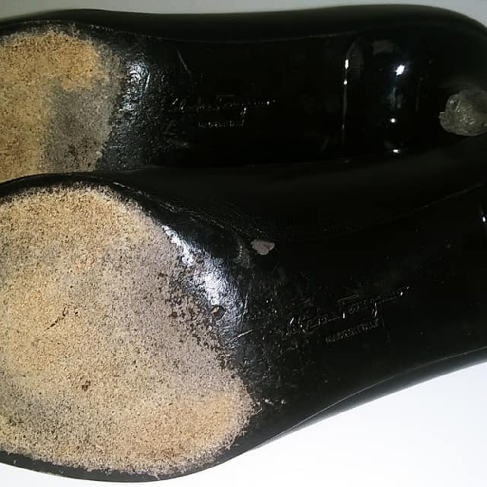 2 for $40 Ferragamo Black Leather Kitten Heels - Picture 7 of 7